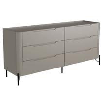 Cômoda Para Quarto Closet Orgânica 6 Gavetas Pés Industrial Preto Bliss I03 Grigio - Lyam Decor