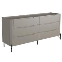 Cômoda Para Quarto Closet Orgânica 6 Gavetas Pés Industrial Preto Bliss I03 Grigio - Lyam Decor