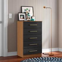 Cômoda Para Quarto Com 5 Gavetas 61cm Ingrid A09 - D'rossi Atacama E Grafite