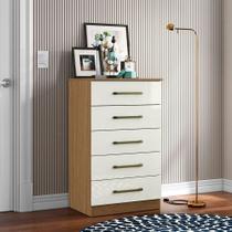 Cômoda Para Quarto Com 5 Gavetas 61cm Ingrid A09 - D'rossi Cor Atacama E Off White Cômoda Para Quarto Com 5 Gavetas 61cm Ingrid A09 - D'rossi Cor Atacama E Off White