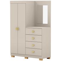 Cômoda Para Quarto Com Espelho 2 Portas 4 Gavetas 120cm Tulsa V01 Fendi - Lyam Decor Cômoda Para Quarto Com Espelho 2 Portas 4 Gavetas 120cm Tulsa V01 Fendi - Lyam Decor