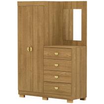 Cômoda Para Quarto Com Espelho 2 Portas 4 Gavetas 120cm Tulsa V01 Nature - Lyam Decor Cômoda Para Quarto Com Espelho 2 Portas 4 Gavetas 120cm Tulsa V01 Nature - Lyam Decor