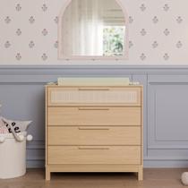 Cômoda para Quarto com Palha 4 gavetas Linha Indy Carvalho Malva