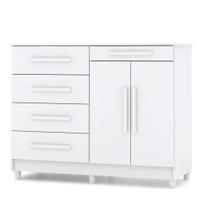 Cômoda para Quarto com Sapateira 2 Portas 4 Gavetas Lírio V02 Branco - Mpozenato