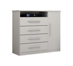 Cômoda para Quarto com Sapateira 4 Gavetas - Diamante-Branco - Móveis Leifer Cômoda para Quarto com Sapateira 4 Gavetas - Diamante-Branco - Móveis Leifer