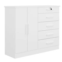 Cômoda para Quarto com Sapateira 5 Gavetas - New Athos-Branco - Móveis D'Doro