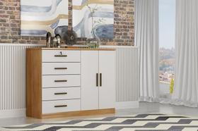 Cômoda para Quarto com Sapateira 5 Gavetas - Seul-Cumaru/Fendi - Móveis Novo Horizonte Cômoda para Quarto com Sapateira 5 Gavetas - Seul-Cumaru/Fendi - Móveis Novo Horizonte