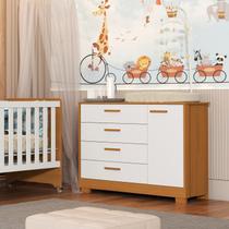 Cômoda para Quarto de Bebê 1 Porta e 4 Gavetas Zaki Branco/Fosco/Savana Cômoda para Quarto de Bebê 1 Porta e 4 Gavetas Zaki Branco/Fosco/Savana