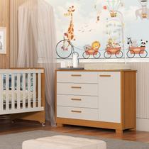 Cômoda para Quarto de Bebê 1 Pota e 4 Gavetas Zaki Bege/Areia Fosco/Savana