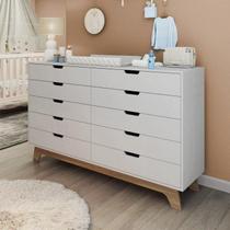 Cômoda para Quarto Infantil 10 Gavetas 100% Mdf Alice Branco/ Freijo Cômoda para Quarto Infantil 10 Gavetas 100% Mdf Alice Branco/ Freijo