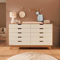 Cômoda para Quarto Infantil 10 Gavetas 100% Mdf Alice Off White / Castanho Cômoda para Quarto Infantil 10 Gavetas 100% Mdf Alice Off White / Castanho