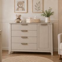 Comoda para Quarto Infantil 4 Gavetas Porta com Cabideiro Theo Bege/Areia/Capuccino Comoda para Quarto Infantil 4 Gavetas Porta com Cabideiro Theo Bege/Areia/Capuccino