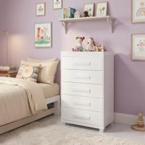 Cômoda Para Quarto Infantil 5 Gavetas Grande Branco