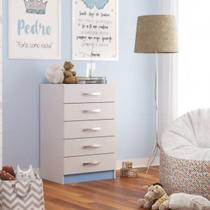 Cômoda para Quarto Infantil 5 Gavetas Maxi Branco/Azul Cômoda para Quarto Infantil 5 Gavetas Maxi Branco/Azul