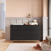Cômoda para Quarto Infantil 6 Gavetas 100% Mdf Alice Preto/Freijó