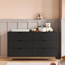 Cômoda para Quarto Infantil 6 Gavetas 100% Mdf Alice Preto/Freijó Cômoda para Quarto Infantil 6 Gavetas 100% Mdf Alice Preto/Freijó