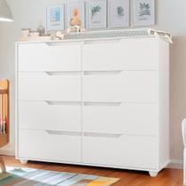 Cômoda Para Quarto Infantil 8 Gavetas Branco Nature Flex Dalila Shop JM