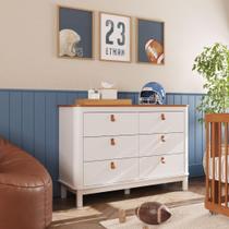 Cômoda para Quarto Infantil Linha Cromo Tampo Nogueira com Branco