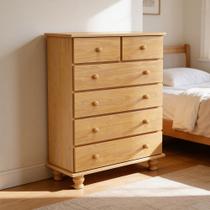 Cômoda Para Quarto Madeira Maciça 6 Gavetas Topázio B07 Mel - Lyam Decor Cômoda Para Quarto Madeira Maciça 6 Gavetas Topázio B07 Mel - Lyam Decor