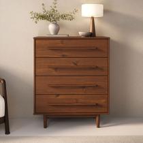 Cômoda Para Quarto Minimalista Pés Retos Castanho TECCA