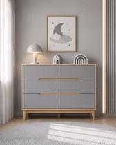 Cômoda para Quarto Moderna Linha infantil Cinza com 6 gavetas espaçosas Espaço para trocador MDF Linha Tomi Marca Quater Cômoda para Quarto Moderna Linha infantil Cinza com 6 gavetas espaçosas Espaço para trocador MDF Linha Tomi Marca Quater
