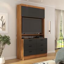 Cômoda para Quarto para TV até 42 Polegadas Viena 1 Porta 6 Gavetas Yescasa Marrom/Nogal/Grafite Cômoda para Quarto para TV até 42 Polegadas Viena 1 Porta 6 Gavetas Yescasa Marrom/Nogal/Grafite