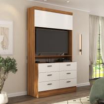 Cômoda para Quarto para Tv até 42 Polegadas Viena 1 Porta 6 Gavetas Yescasa Nogal/Branco Cômoda para Quarto para Tv até 42 Polegadas Viena 1 Porta 6 Gavetas Yescasa Nogal/Branco