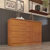 Cômoda para Quarto Ripada 1 Portas 4 Gavetas - Barcelona-Cinamomo - Tcil Móveis Cômoda para Quarto Ripada 1 Portas 4 Gavetas - Barcelona-Cinamomo - Tcil Móveis