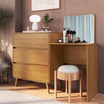 Cômoda Penteadeira 3 Gavetas Curve Carvalho Xingu Completa Móveis