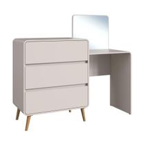 Cômoda Penteadeira 3 Gavetas e Espelho Linha Curve 136cm Branco CV005BDBD - Completa Móveis