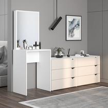 Cômoda Penteadeira 6 Gavetas com Espelho Porto