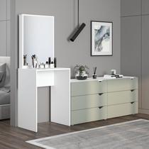 Cômoda Penteadeira 6 Gavetas com Espelho Porto