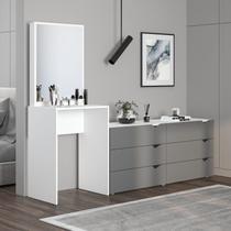 Cômoda Penteadeira 6 Gavetas com Espelho Porto