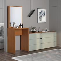 Cômoda Penteadeira 6 Gavetas com Espelho Porto Cômoda Penteadeira 6 Gavetas com Espelho Porto