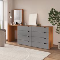 Cômoda Penteadeira 8 Gavetas com Espelho 209cm Porto Politorno Móveis Cômoda Penteadeira 8 Gavetas com Espelho 209cm Porto Politorno Móveis