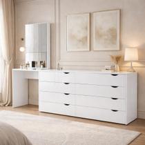 Cômoda Penteadeira 8 Gavetas com Espelho Porto