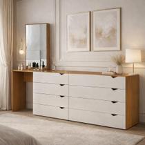 Cômoda Penteadeira 8 Gavetas com Espelho Porto