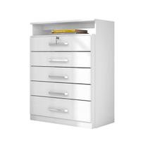 Cômoda pequena 5 gavetas para quarto 86cm Triunfo 5090 Branco Demóbile
