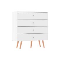 Cômoda Pequena Estilo Retrô Moderna 90 Cm MDP Branco 9020 MENU