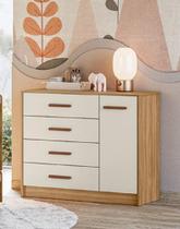 Cômoda Pérola 4 Gavetas 1 Porta Nature Branco Off Peternella