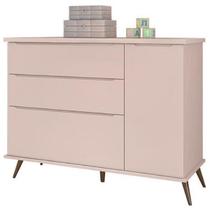 Cômoda Pés Palito Rosê Quartzo Infantil Sapateira 3 Gavetas - Bela Móveis