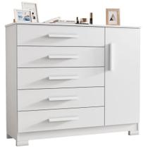 Cômoda Pietra Branco 1 Porta 5 Gavetas JCM Movelaria