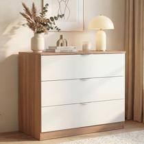 Cômoda Planejada 3 Gavetas 109cm Hera CabeCasa MadeiraOriginals Marrom Louro/Algodão