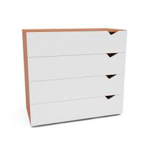 Cômoda Porto 4 Gavetas Branca e Freijó Cômoda Porto 4 Gavetas Branca e Freijó