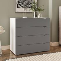 Cômoda Porto 4 Gavetas Branco/Cinza - Politorno Cômoda Porto 4 Gavetas Branco/Cinza - Politorno