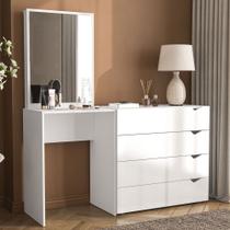 Cômoda Porto 4 Gavetas com Espelho Branco - Politorno Cômoda Porto 4 Gavetas com Espelho Branco - Politorno
