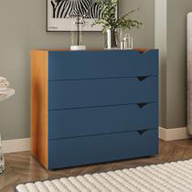 Cômoda Porto 4 Gavetas Freijó/Azul - Politorno
