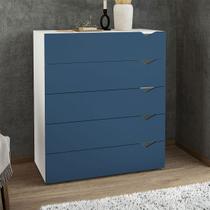 Cômoda Porto 5 Gavetas Branco/Azul - Politorno