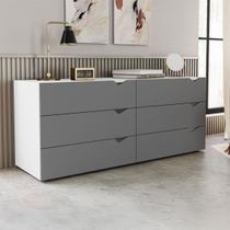 Cômoda Porto 6 Gavetas Branco/Cinza - Politorno