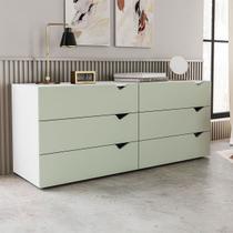 Cômoda Porto 6 Gavetas Branco/Verde - Politorno